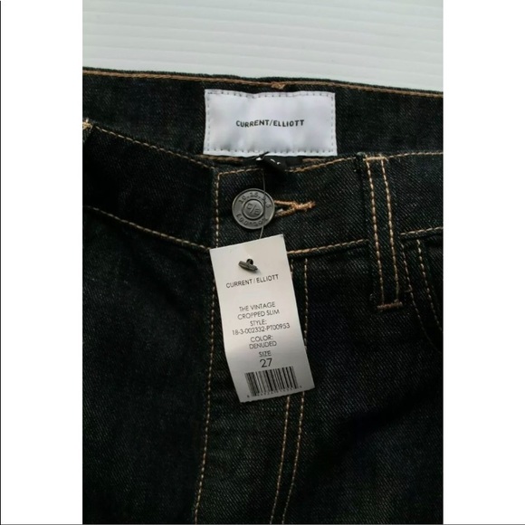 Current/Elliott The Vintage Cropped High Rise Slim Leg Jeans / Size 27 / Denuded - Picture 8 of 9